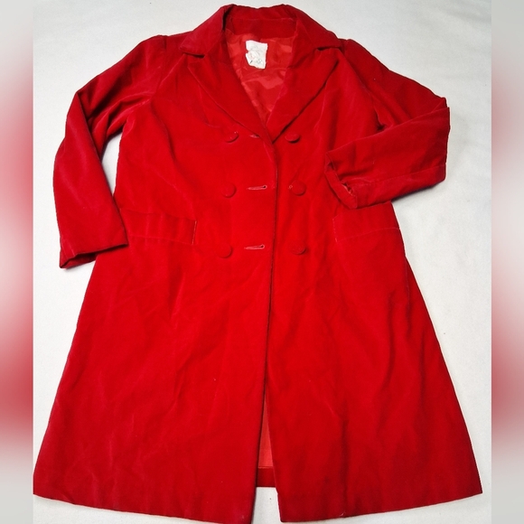 Estate Jackets & Blazers - Estate Women's Velvet Vintage Bold Red Trench Coat